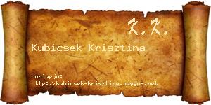 Kubicsek Krisztina névjegykártya